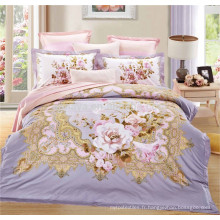 Set de lit King-Size en Californie Set de chambre à coucher Rose Design avec housse d&#39;oreiller
